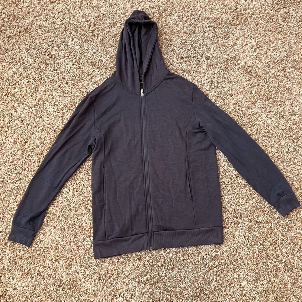 Unbound Merino L Wool Men's Charcoal Zip-Up Hoodie Sweater